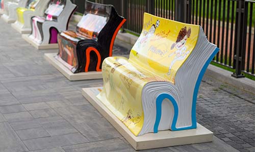 Polish book bench sculpture