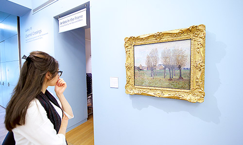 Female looking at picture on wall