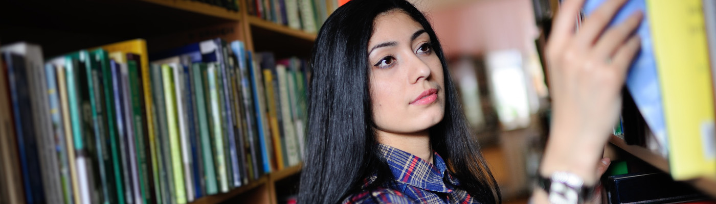 Female student in library