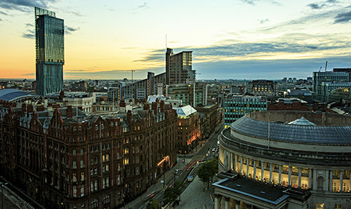 Aerial view of Manchester town hall