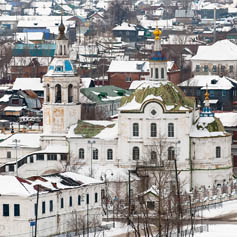 Russian town in the snow