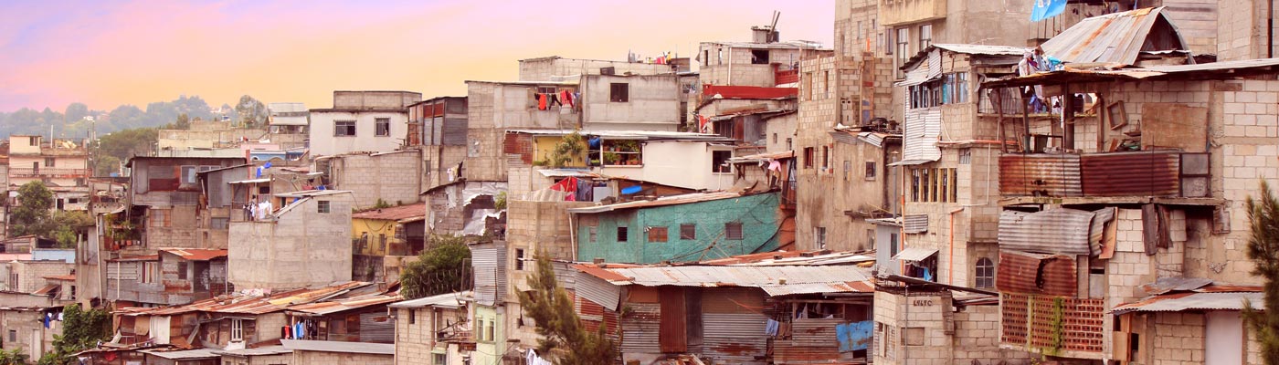 Favelas on a hillside in Guatemala