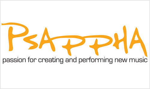 Psappha logo (orange text on white, with the caption 'passion for creating and performing new music')