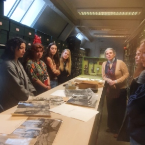 Students visiting the Herbarium, Manchester University with Botanical Curator Dr Rachel Webster as part of the course Art and Ecologies taught by Emilia Terracciano