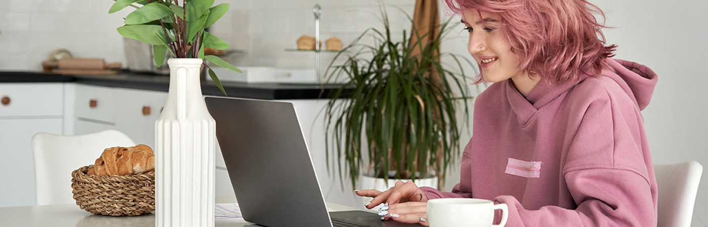 Hipster A-Level student on laptop