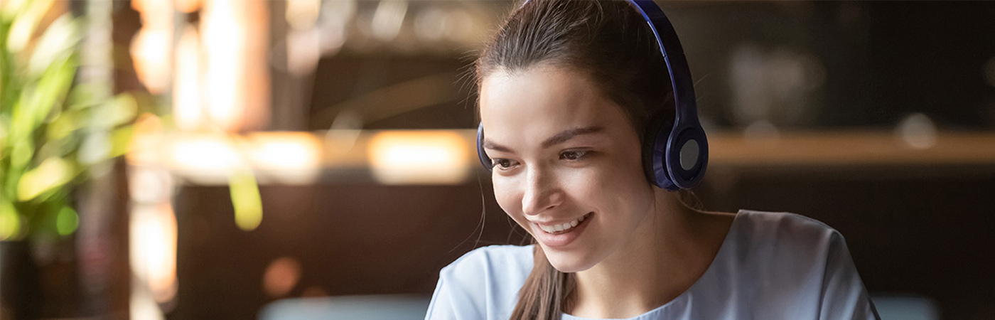 Girl listening with headphones