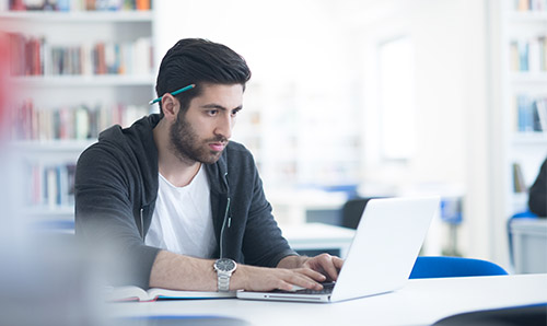 Young man working remotely