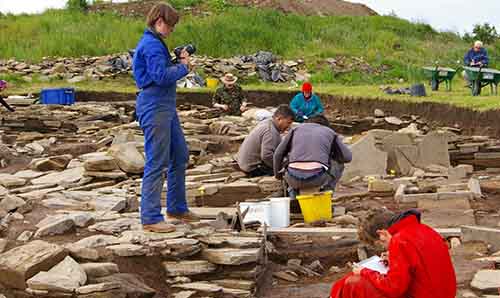 Students at an archaeological dig.