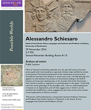 Poster for Alessandro Schiessaro lecture