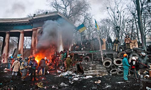 Tires being burnt by protestors