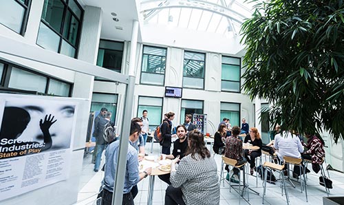 Students congregating at an event