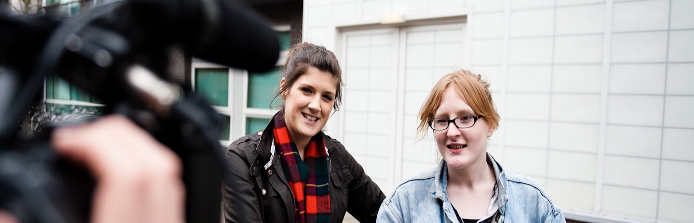 Students in front of camera