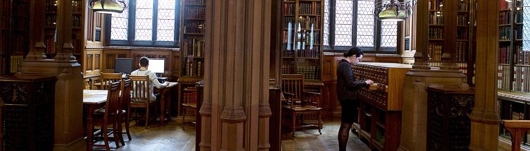 Students working in John Rylands library