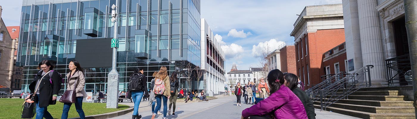 Students walking around campus