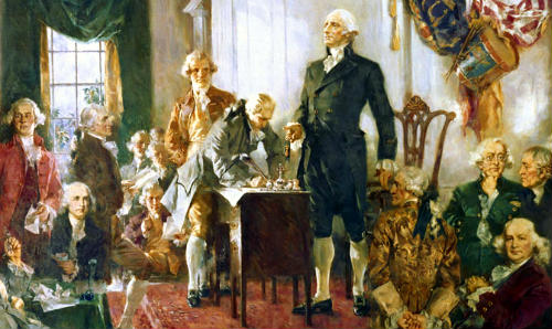Painting of the signing of the US constitution