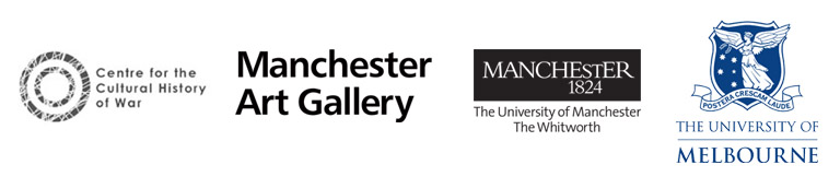 Logos of the Centre for the Cultural History of War, Manchester Art Gallery, Whitworth Art Gallery and the University of Melbourne