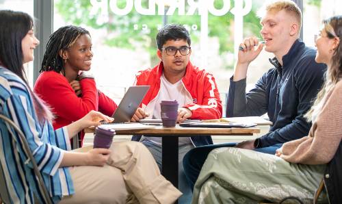 A group of students talking to each other