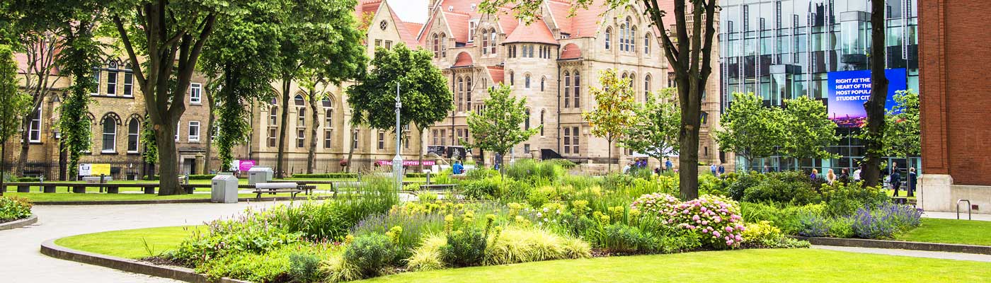 Outside the Language department at The University of Manchester