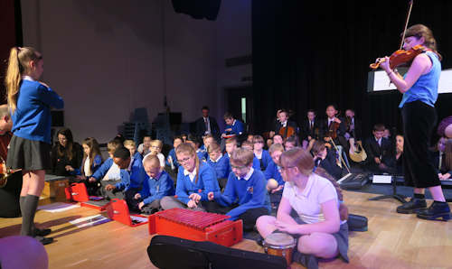 School children playing instruments