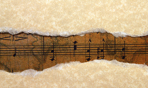 Old torn music script