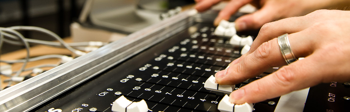 Researcher in music studio.