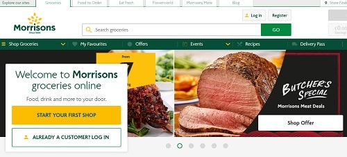 Screenshot of Morrisons website