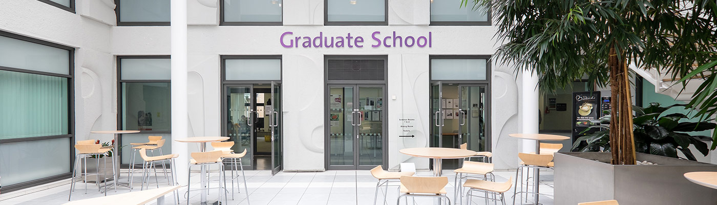 Interior shot of atrium outside Graduate School