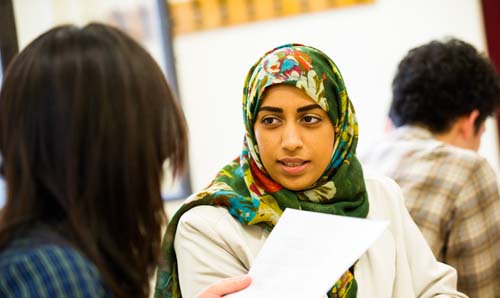 girl in green headscarf