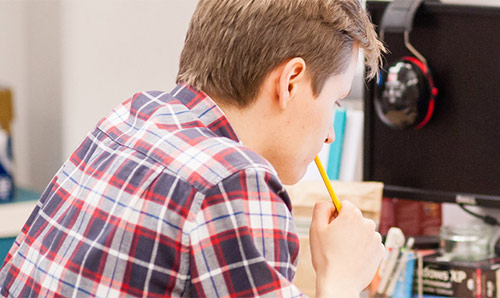 Male student at a computer